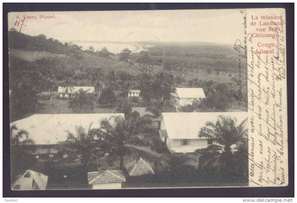 Carte Postale Congo Belge "La Mission De Landana, Vue Sur Chiloango, Congo Litoral" Avec Cachet Boma Voir Scan 1906 - Belgisch-Congo