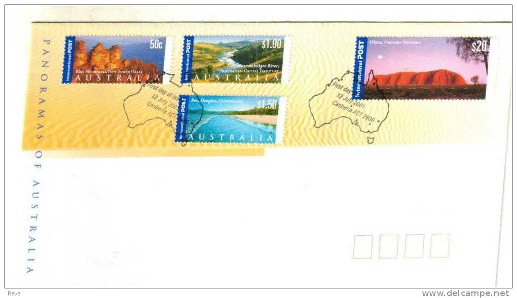 AUSTRALIA FDC LANDSCAPES AYERS ROCK ULURU 4 STAMPS FROM 50 CENTS TO $20  DATED 12-07-2001 CTO SG? READ DESCRIPTION !! - Brieven En Documenten