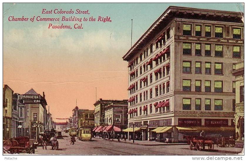 Original 1913 - Pasadena California - East Colorado Street - Streetcar Tramway Horses - Written - 2 Scans - Other & Unclassified