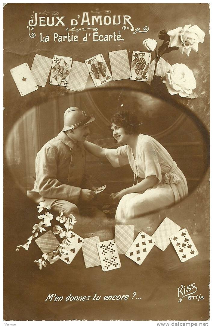 JEUX D'AMOUR   La Partie D'Ecarté  1918 - Spielkarten