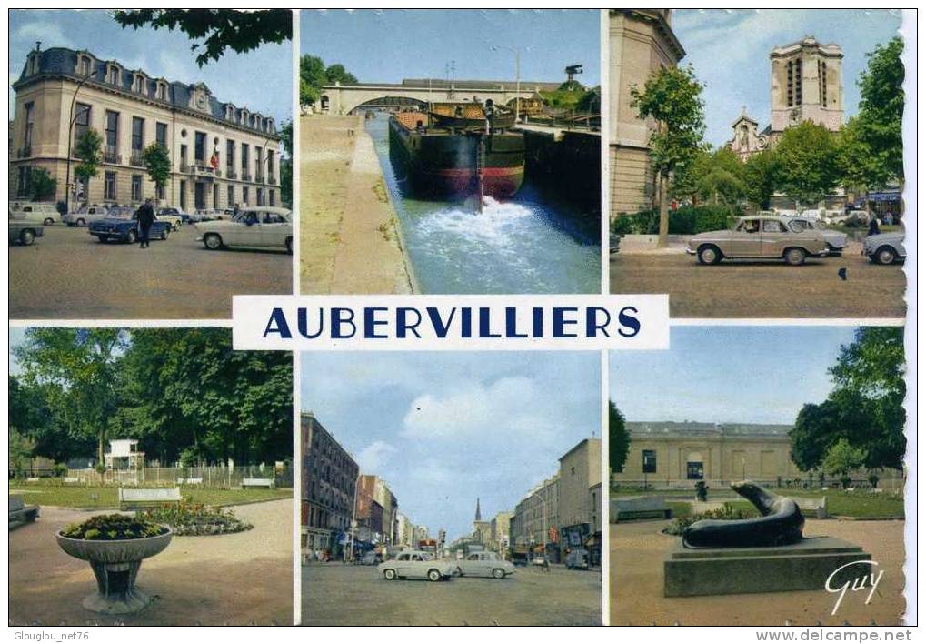 CPSM DU 93 AUBERVILLIERS 6 VUES AVEC PENICHES ETC...  VOIR SCANER - Aubervilliers