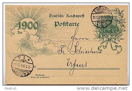 DR  P 43 I Bbd Postkarte  Erfurt 1899  Kat. 28,00 € - Autres & Non Classés