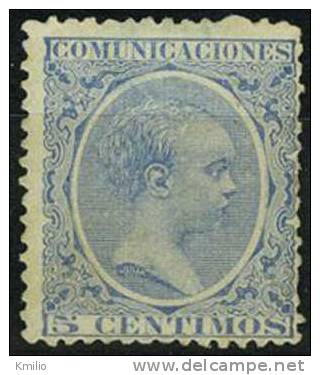 Edifil 215(*) 1899 Alfonso XIII Pelón 5 Cts Azul En Nuevo - Nuevos