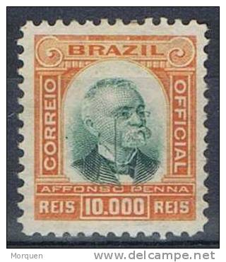 2 Sellos Brasil 10.000 Y 100 Reis Correo Oficial, Num 13 Y 17 */º - Neufs