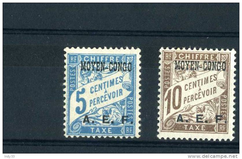 - FRANCE . CHIFFRES TAXE SURCHARGES MOYEN CONGO A.E.F. . NEUFS AVEC CHARNIERE - Unused Stamps