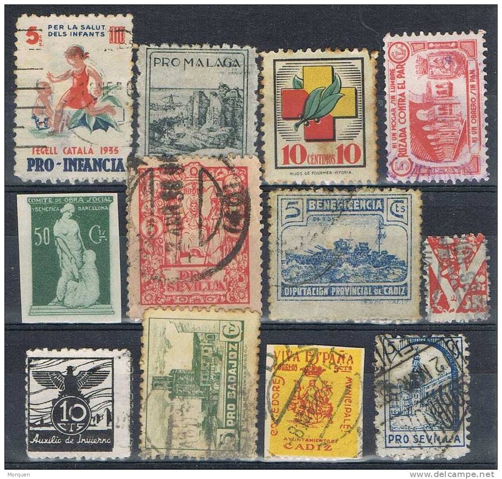 Lote Comercial 12 Viñetas Guerra Civil - Spanish Civil War Labels