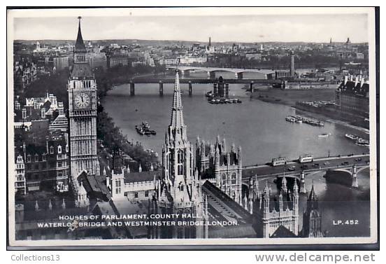 ANGLETERRE - London - House Of Parliament, County Hall Waterloo Bridge And Westminster Bridge - River Thames