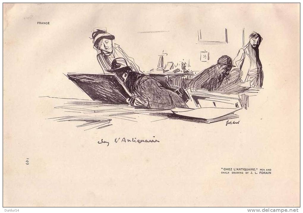 Dessin D´Artiste  FRANCE  /   "  CHEZ L'ANTIQUAIRE  "   ( Par J. L. FORAIN / 1852-1931) - Dessins