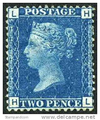 Great Britain #30 (SG #46) Plate #14 Mint No Gum 2p Blue Victoria From 1869 - Unused Stamps
