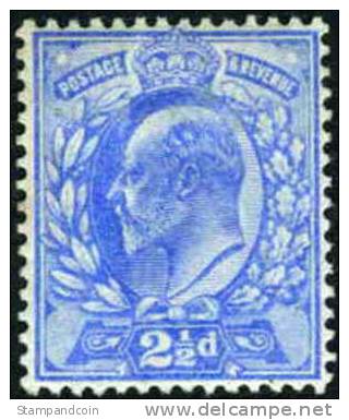 Great Britain #131 (SG #230) Mint Hinged 2-1/2p Ultra Edward VII From 1902 - Unused Stamps