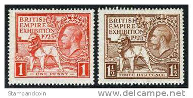 Great Britain #203-04 (SG #432-33) Mint Hinged George V British Empire Exhibition Issue From 1925 - Unused Stamps