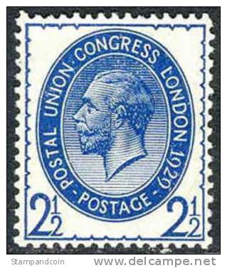 Great Britain #208 XF Mint Hinged 2-1/2p George V UPU Issue From 1929 - Unused Stamps