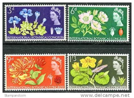 Great Britain #414p-17p (Phosphorescent) Mint Never Hinged Botanical Congress Set From 1964 (Flower Topical) - Unused Stamps