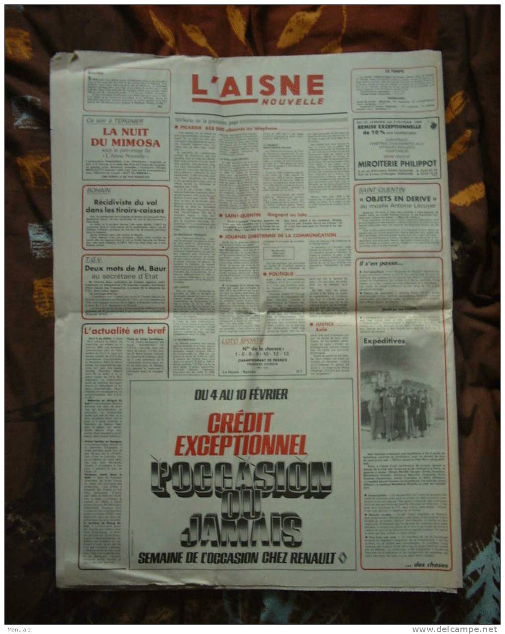 Journal - L´aisne Nouvelle - Samedi 1er Fevrier 1986 - Sonstige & Ohne Zuordnung