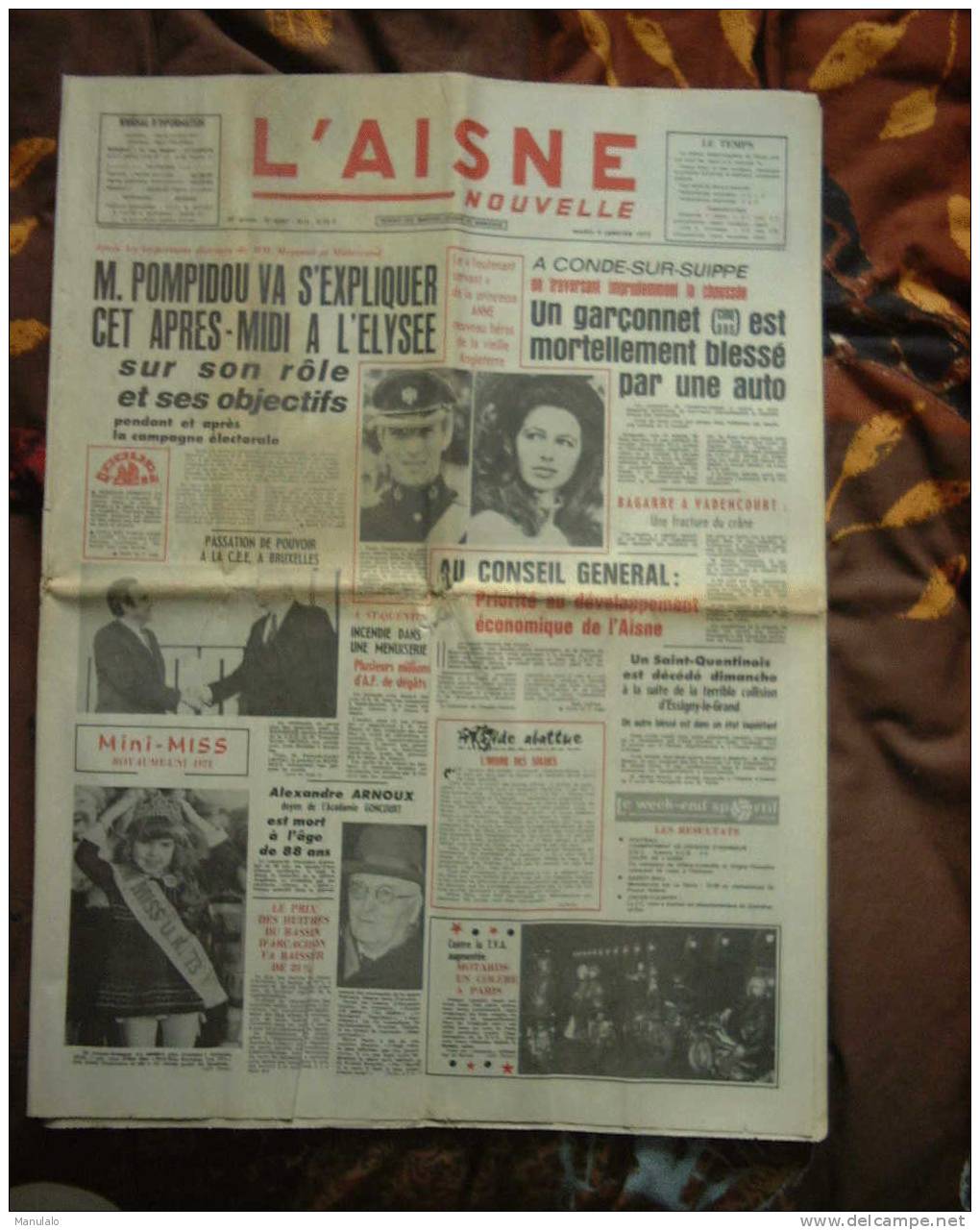 Journal - L´aisne Nouvelle - Mardi 9 Janvier 1973 - Otros & Sin Clasificación