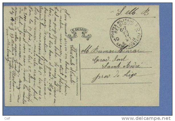 Kaart Camp D´Elsenborn (BARAQUEMENTS),  Stempel Postes Militaires Belgique 10 Op 20/4/1921 - Lettres & Documents