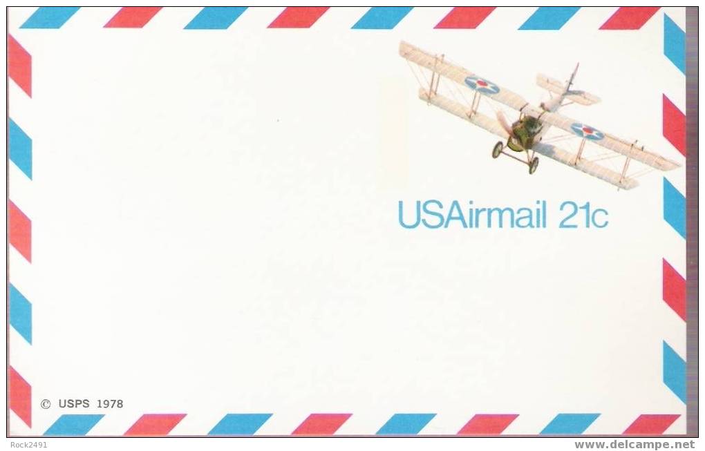 US Scott UXC17, 21-cent Air Post Card, Jenny Biplane, Mint - 1961-80