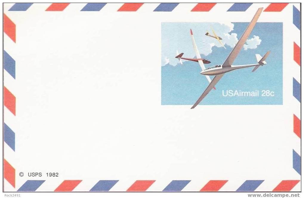 US Scott UXC20, 28-cent Air Post Card, Soaring Gliders, Mint - 1981-00