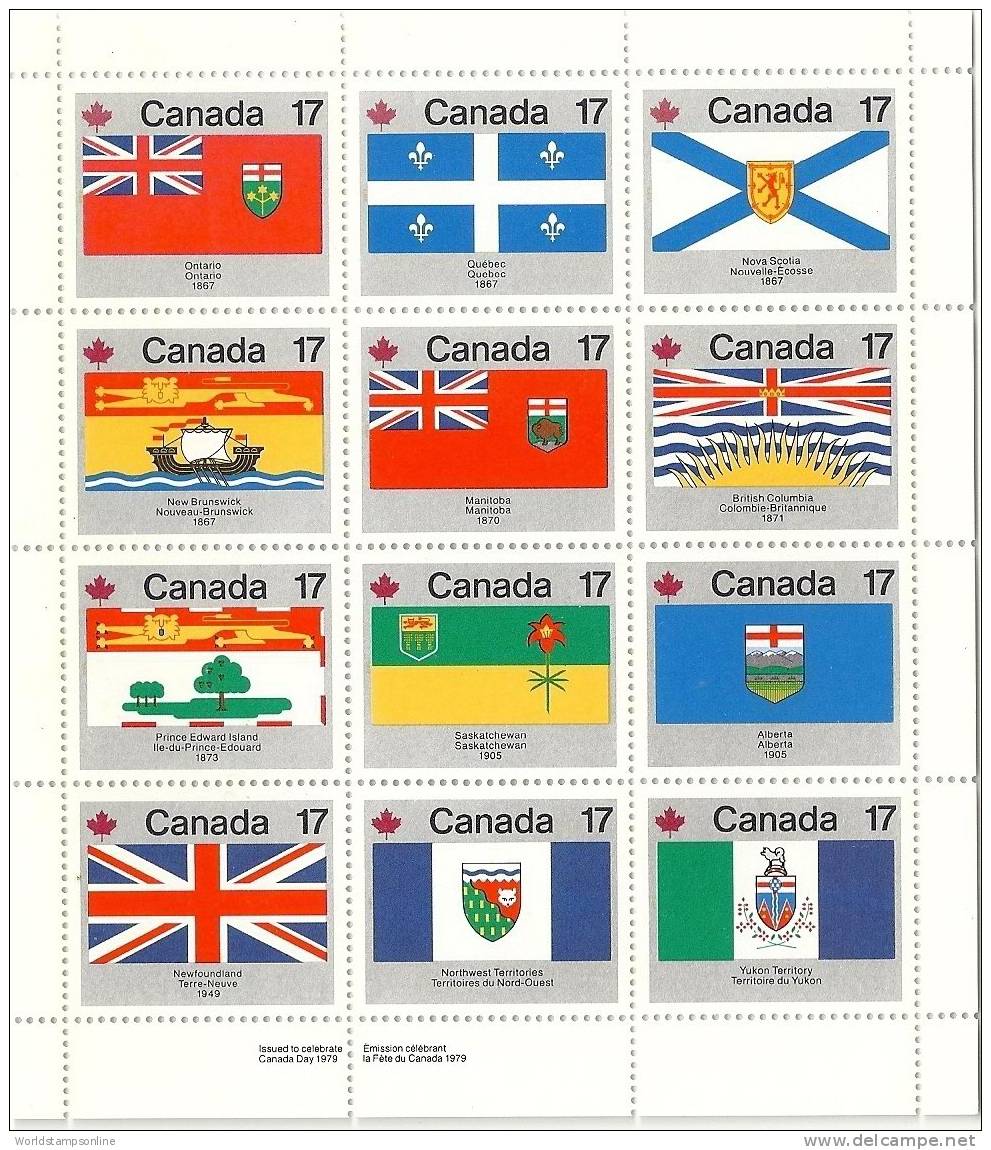 Canada, Serie 12, Year 1979, SG  944a-944l (block), Flags, MNH/PF - Neufs