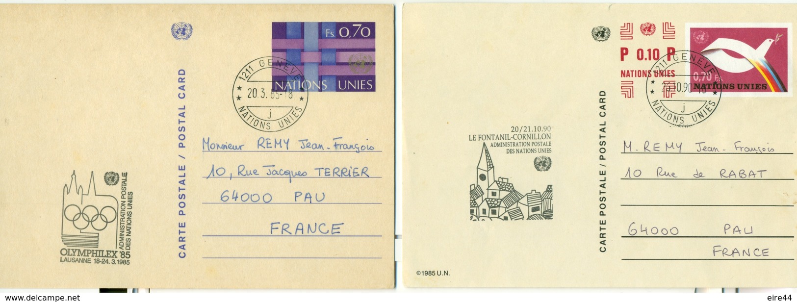 United Nations Switzerland 10 Postal Stationery France Italy - Autres & Non Classés