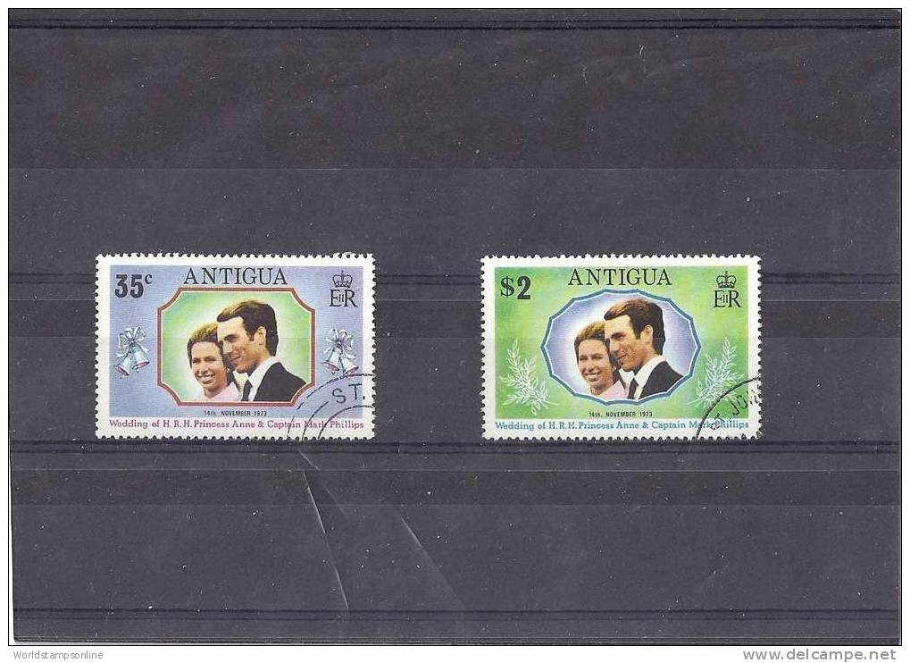 Antigua, Serie 2, Year 1973, SG 370-371, Royal Wedding, O (gest.) - Antigua En Barbuda (1981-...)