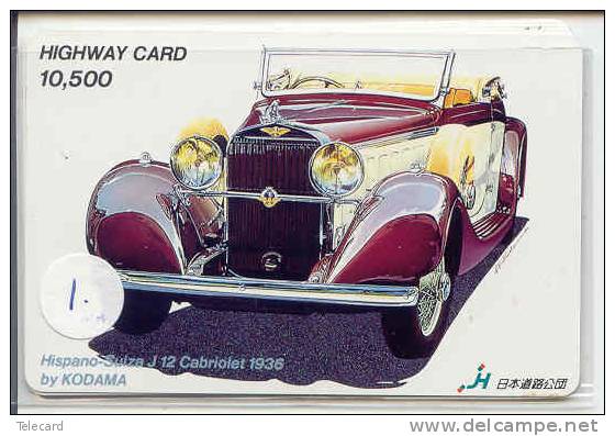 Carte Prépayée Japonaise HISPANO-SUIZA (1) OLDTIMER Voiture Car Auto Phonecard Japon - Auto's