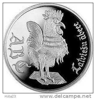 LATVIA 2010 SILVER COIN 1 LATS The Latvian ABC Book  BIRD COIN ROSTER PROOF - Lettonie