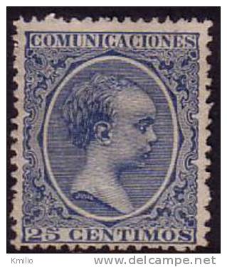 Edifil 221(*) 1899 Alfonso XIII Pelón 25 Cts Azul En Nuevo, Catálogo 19 Euro - Neufs