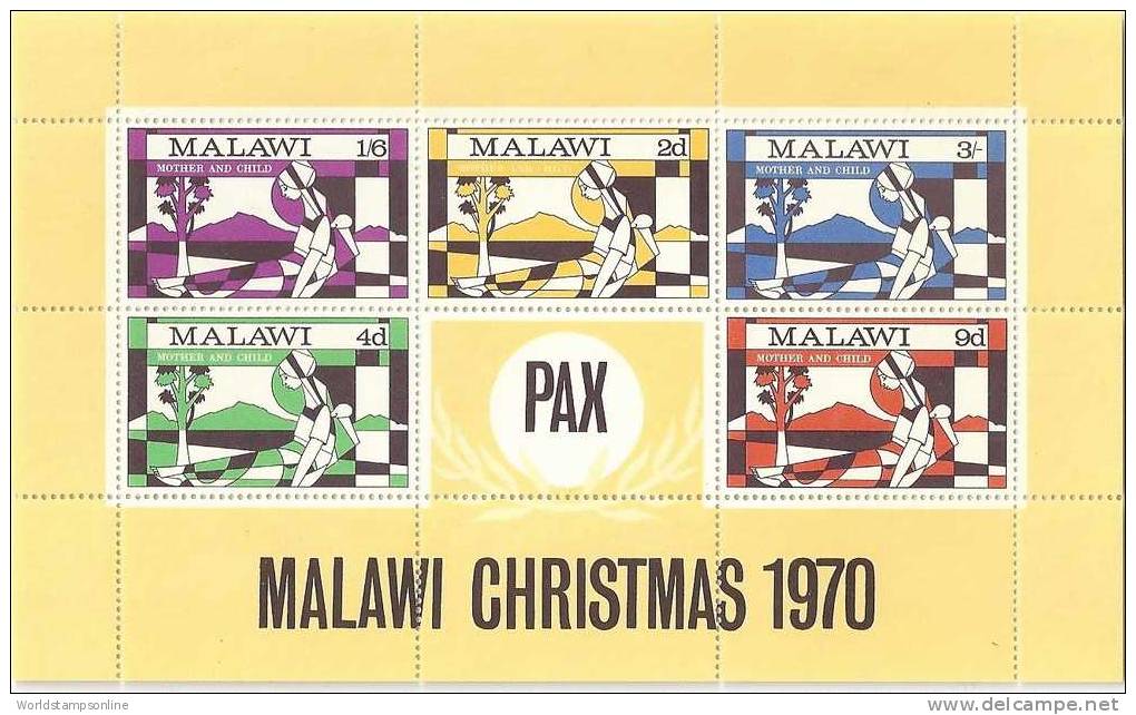Malawi, Serie 5 SG363-367 In Block, Year 1970, SG MS 368, Christmas, MNH/PF - Malawi (1964-...)