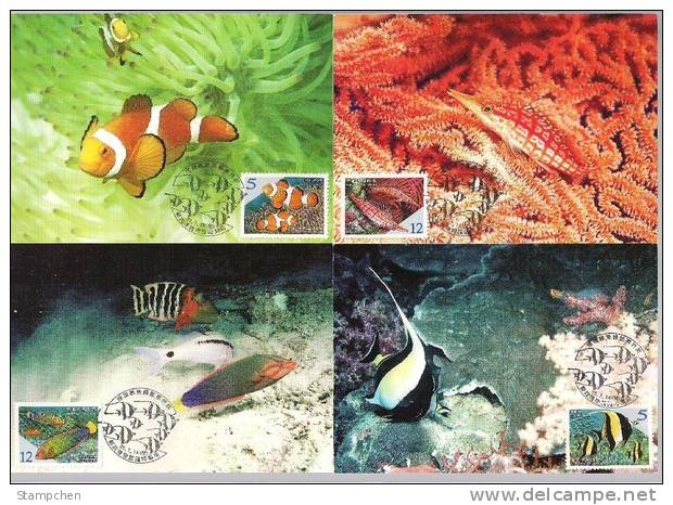 Maxi Cards 2006 Taiwan Coral Reef Fish Stamps Fauna Marine Life - Vie Marine