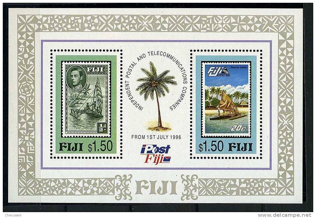 Fidji ** Bloc N° 21 - Indépendance Des Postes Et Télécom. Tbres S/tbres - Fiji (1970-...)