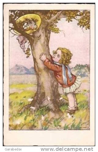 CPA Fantaisie Illustrée Signé J. Castelli - Petite Fille Au Pied D´un Arbre, Nid D´oiseau (C.C.M. 2462). - Castelli