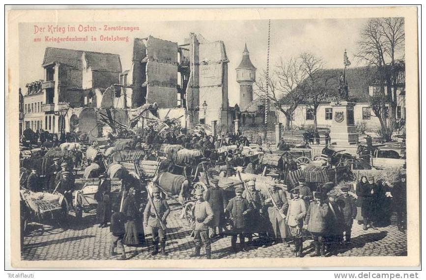 Ortelsburg Zerstörungen Am Kriegerdenkmal Soldaten Pferde Markt  Wasserturm Feldpost LÖTZEN 26.10.1915 Szczytno Masuren - Ostpreussen