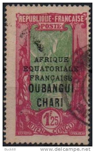 OUBANGUI Poste 80 (o) 7/10 Surcharge AEF OUBANGUI CHARI Avenue Des Cocotiers à LIBREVILLE (CONGO) - Used Stamps