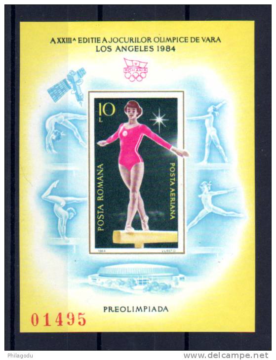 Roumanie 1984, Jeux Olympiques De Los Angeles, Bf 167 B** ( Mi Bk 204), Cote 40 €, - Ete 1984: Los Angeles