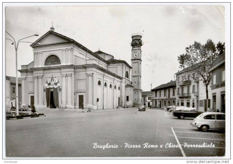 BRUGHERIO, PIAZZA ROMA E CHIESA PARROCHIALE, B/N,  VG 1968  **//** - Monza