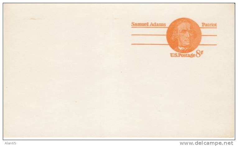 Scott # UX66, 1973 Samuel Adams 8-cent Postal Card Stationery - 1961-80