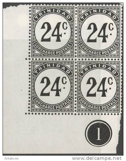 Trinidad & Tobago 1947 Porto 24c. Block Of 4 MNH See Scan - Trinité & Tobago (1962-...)