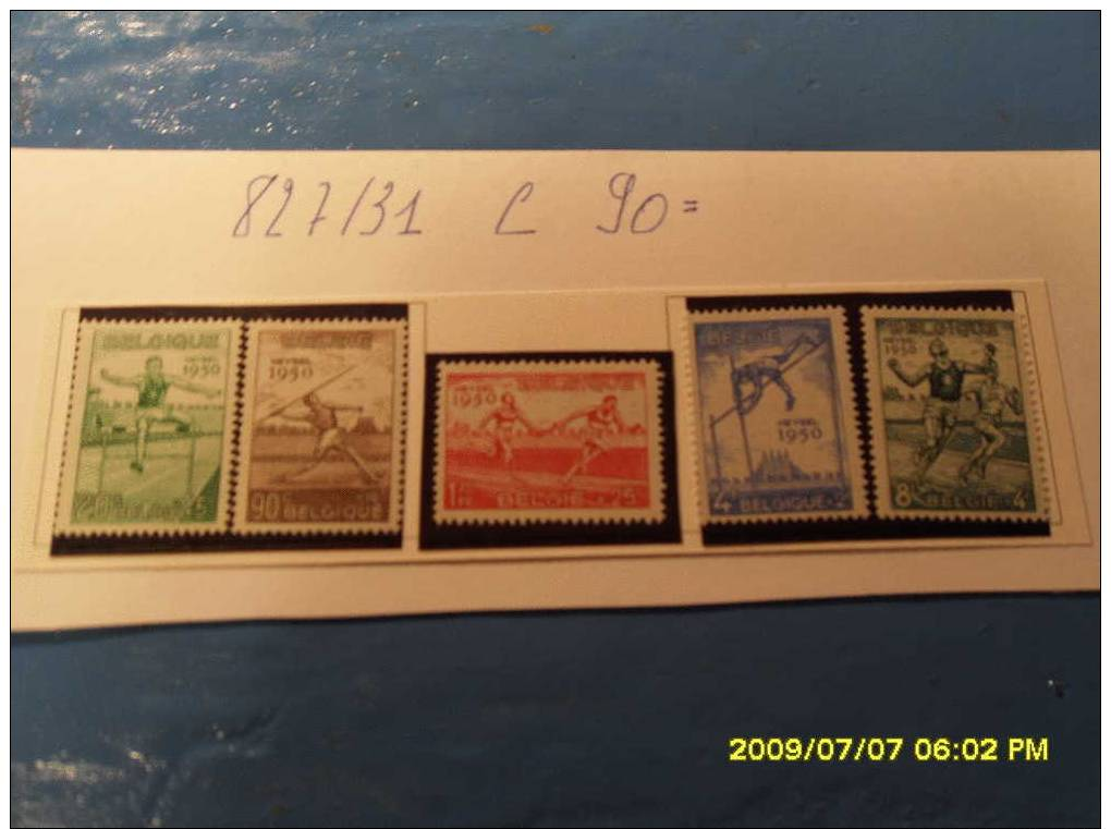 BELGIQUE == 827-831 == SPORTS =  ATHLETISME  ==Championnat D'Europe D'athlétisme  Au Heysel.  1 Juillet 1950 - Unused Stamps