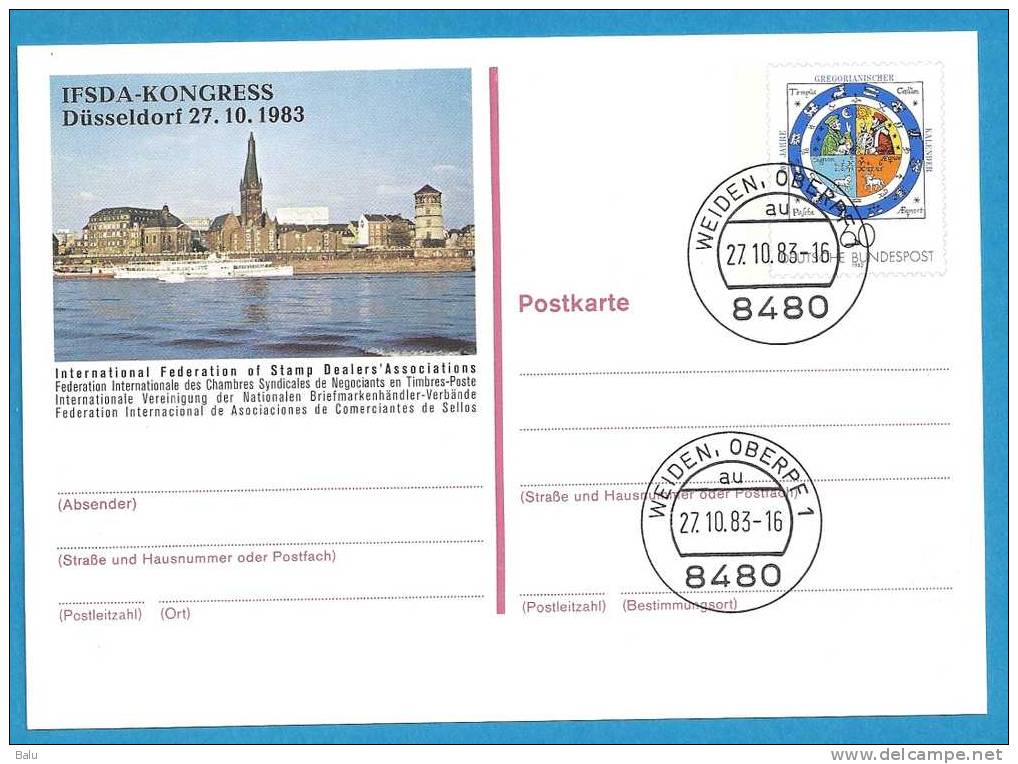 Deutschland Ganzsache Gestempelt Weiden 27.10.1983 PSo 9 IFSDA-Kongress Düsseldorf - Sonstige & Ohne Zuordnung