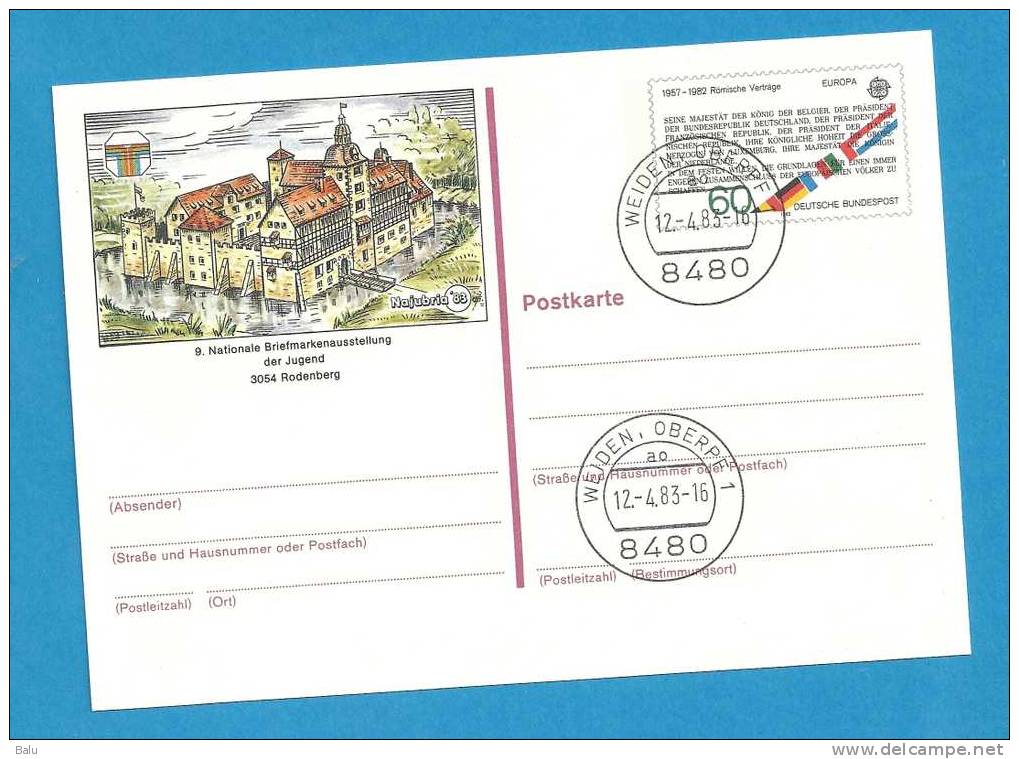 Deutschland Ganzsache Gestempelt Weiden 12.4.1983. Michel PSo 7 9. Nationale Briefmarkenausstellung Der Jugend Rodenberg - Illustrated Postcards - Used