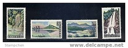1961 Taiwan Scenery Stamps Geology Pagoda Rock Falls Waterfall Lake Mount Landscape - Water