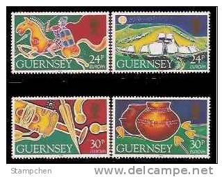 Guernsey 1994 Discoveries Europa Stamps Horse Soldier Martial Pottery Painting - 1994