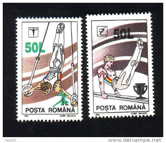 Romania 1991 OVERPRINT STAMP GIMNASTIQUE MNH FULL SET . - Neufs