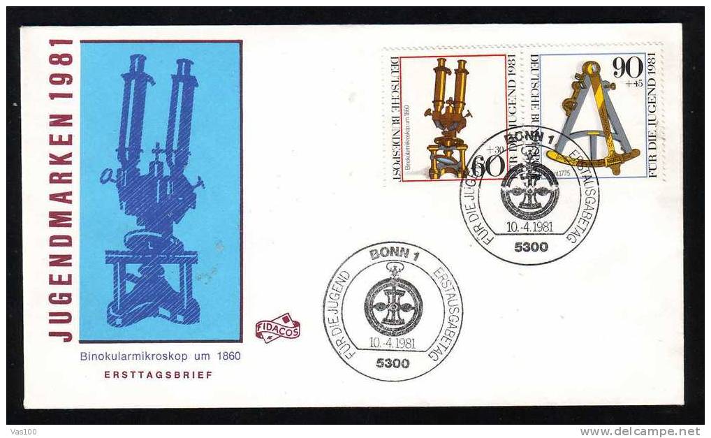 GERMANY 1981 FDC 1 COVER, MICROSCOPE ,COMPASSES - Informatique