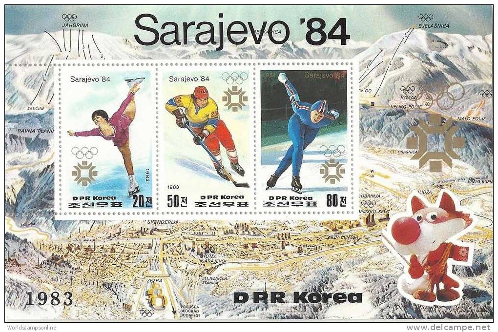 Korea (DPRK), 3 Stamps In Block SG 2337,2339, 2341, Year 1983, Olympic Games Sarajewo, MNH/PF - Inverno1984: Sarajevo