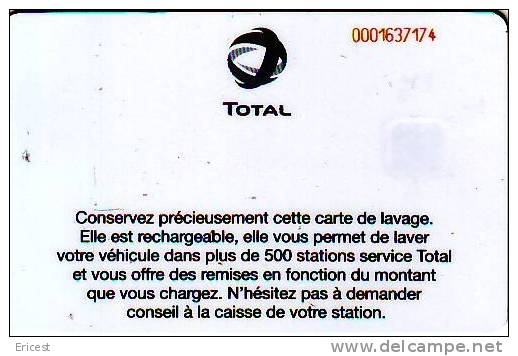 CARTE LAVAGE TOTAL RECHARGEABLE VERSO 500 STATIONS ETAT COURANT - Car Wash Cards
