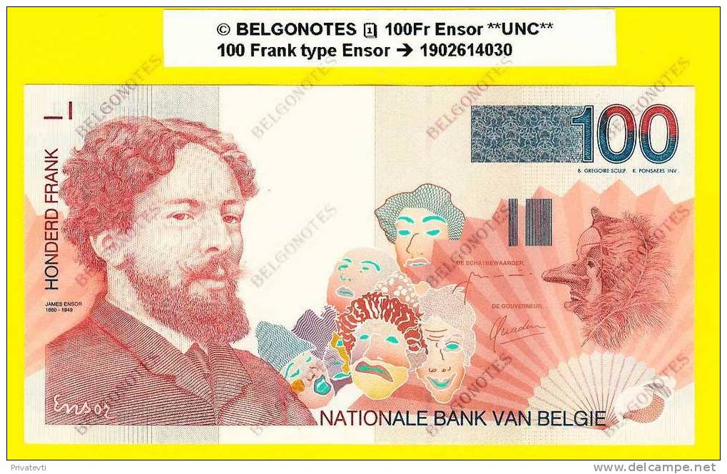 *Belgie - Belgique * 100 Francs Type Ensor**UNC**Lot 4030 - Andere & Zonder Classificatie