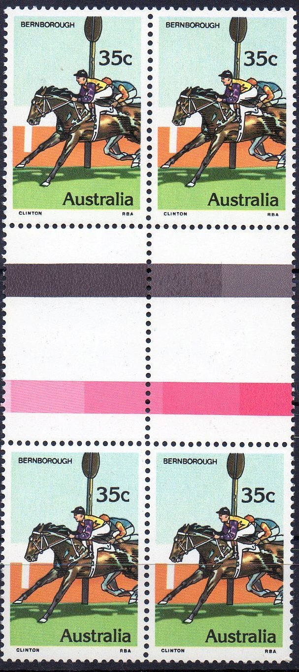 Australia 1978 Horse-racing. 35c Bernborough MNH Gutter Block Of 4 - Neufs