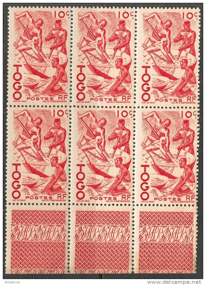 Togo 1947 10c. Block Of 6 MNH - Sonstige & Ohne Zuordnung
